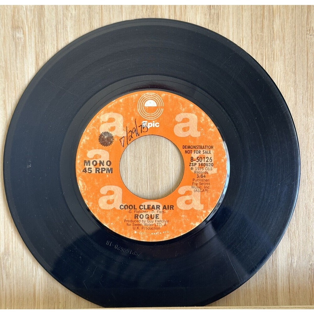Rogue Cool Clean Air 45 Rpm Epic Records Promo 1975 Jukebox 7” 8-50126 Single